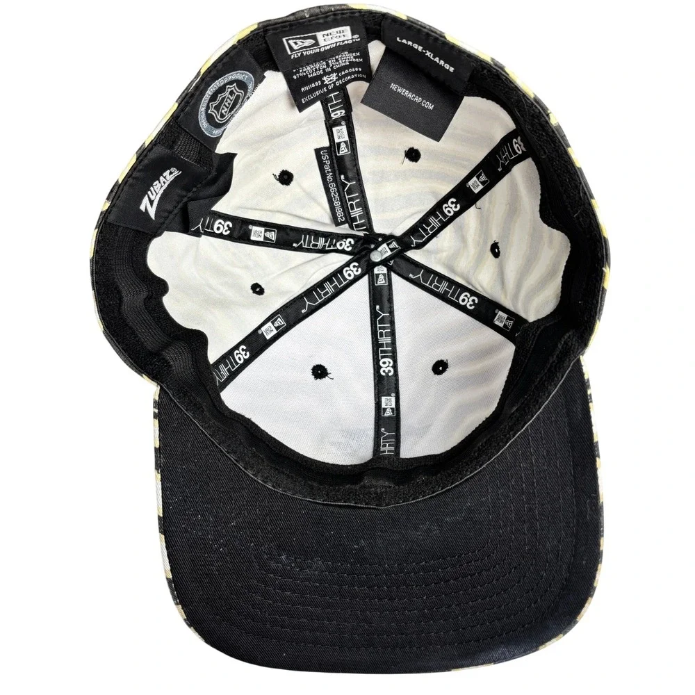 Zubaz Pittsburgh Penguins Hat 39THIRTY NHL Large-XLarge‎ Black Gold Zebra